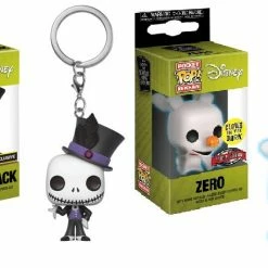 Hobbiestock Collectibles Pop Keychain Set: Disney - NBC - Dapper Jack (IE) And Zero (IE)