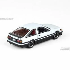 Hobbiestock Collectibles Toyota Corolla Levin AE86 White With Extra Wheels And Carbon Effect Front Bonnet Decal Die Cast Models